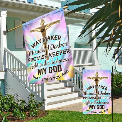 Way Maker Miracle Worker Promise Keeper Light House Flag, Jesus Christ House Flag, Outdoor Religious Flags, Christian Flag, Scripture Flag