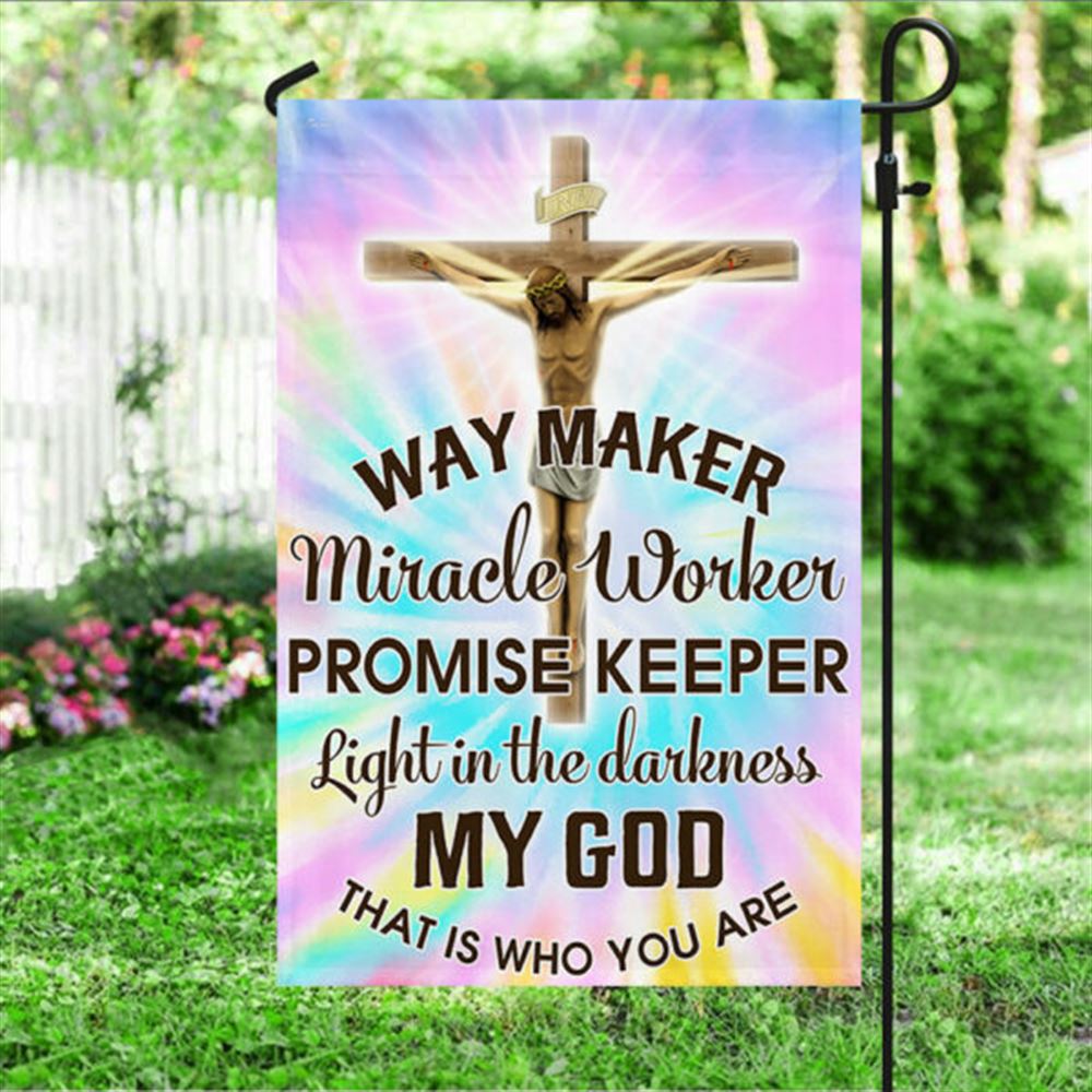Way Maker Miracle Worker Promise Keeper Light House Flag, Jesus Christ House Flag, Outdoor Religious Flags, Christian Flag, Scripture Flag