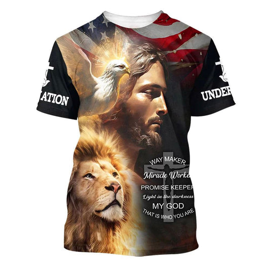 Way Maker Miracle Worker Promise Keeper Light Jesus All Over Print 3D T Shirt For Men And Women, Christian T-Shirt, Faith Shirt