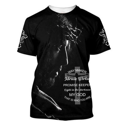 Way Maker Miracle Worker Promise Keeper Light Jesus Picture All Over Print 3D T Shirt For Men And Women, Christian T-Shirt