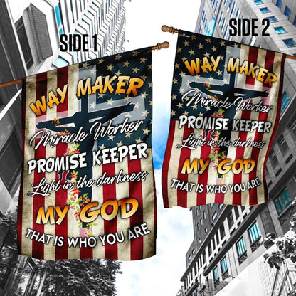 Way Maker Miracle Worker Promise Keeper My God Christian Cross House Flag, Outdoor Religious Flags, Christian Flag, Scripture Flag, Garden Banner