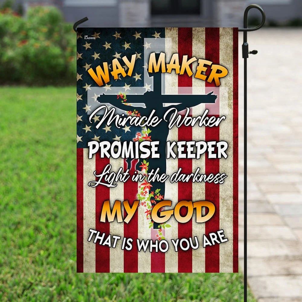 Way Maker Miracle Worker Promise Keeper My God Christian Cross House Flag, Outdoor Religious Flags, Christian Flag, Scripture Flag, Garden Banner