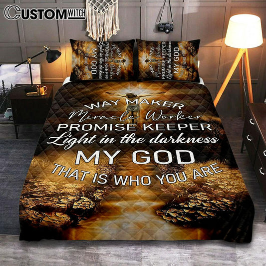 Way Maker Miracle Worker Promise Keeper Quilt Bedding Set Bedroom - Christian Cover Twin Bedding Quilt Bedding Set - Religious Quilt Bedding Set Prints