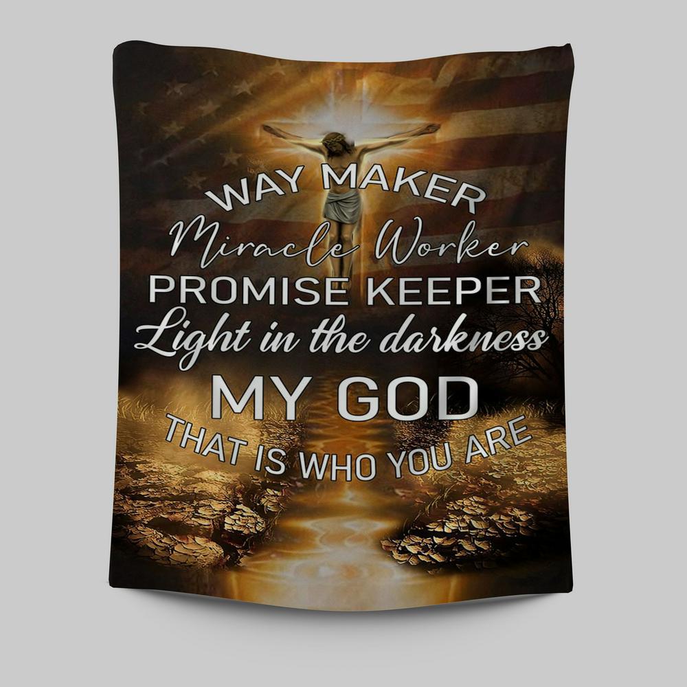 Way Maker Miracle Worker Promise Keeper Tapestry Wall Art - Christian Wall Tapestry - Religious Tapestries Wall Hanging Prints
