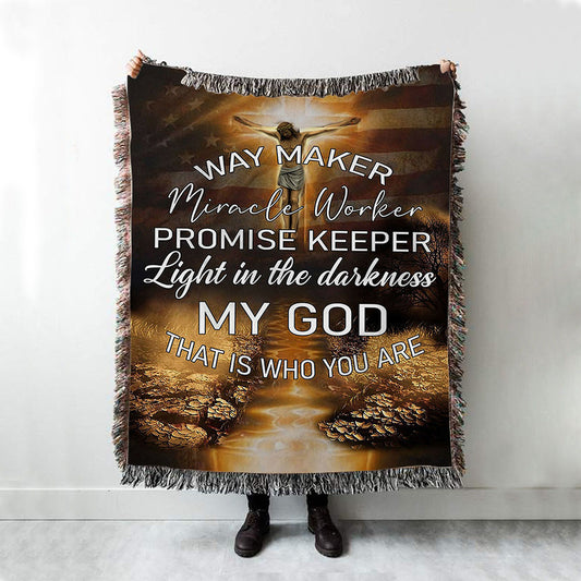 Way Maker Miracle Worker Promise Keeper Woven Throw Blanket - Christian Wall Woven Blanket - Religious Woven Blanket Prints