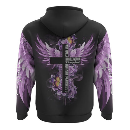 Way Maker Miracle Worker Purple Rose All Over Print 3D Hoodie, Christian Hoodie, Christian Sweatshirt, Bible Verse Shirt