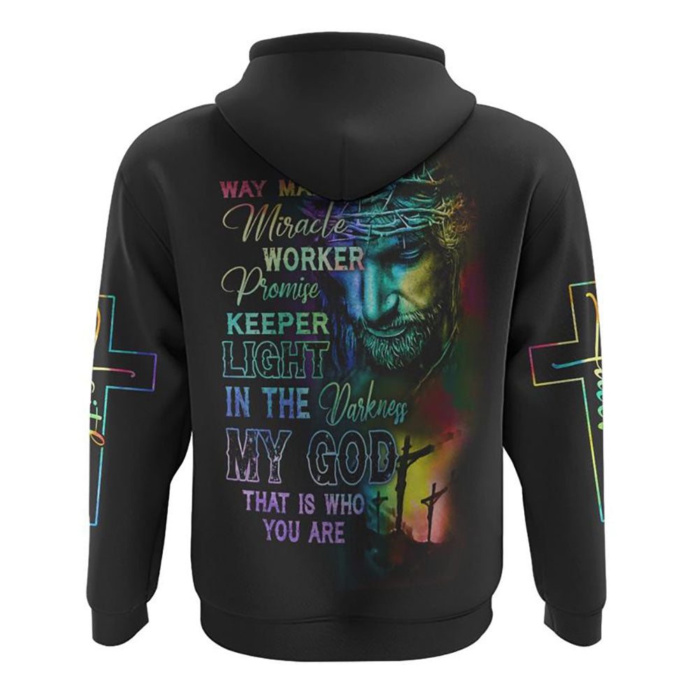 Way Maker Miracle Worker Rainbow Painting Jesus All Over Print 3D Hoodie, Christian Hoodie, Christian Sweatshirt, Bible Verse Shirt
