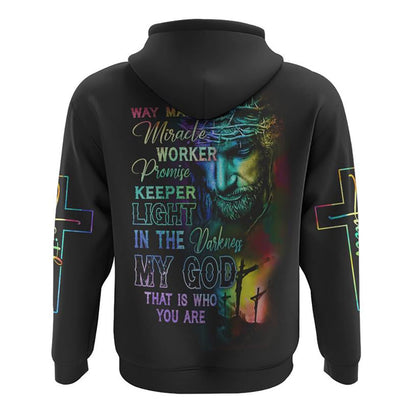Way Maker Miracle Worker Rainbow Painting Jesus All Over Print 3D Hoodie, Christian Hoodie, Christian Sweatshirt, Bible Verse Shirt