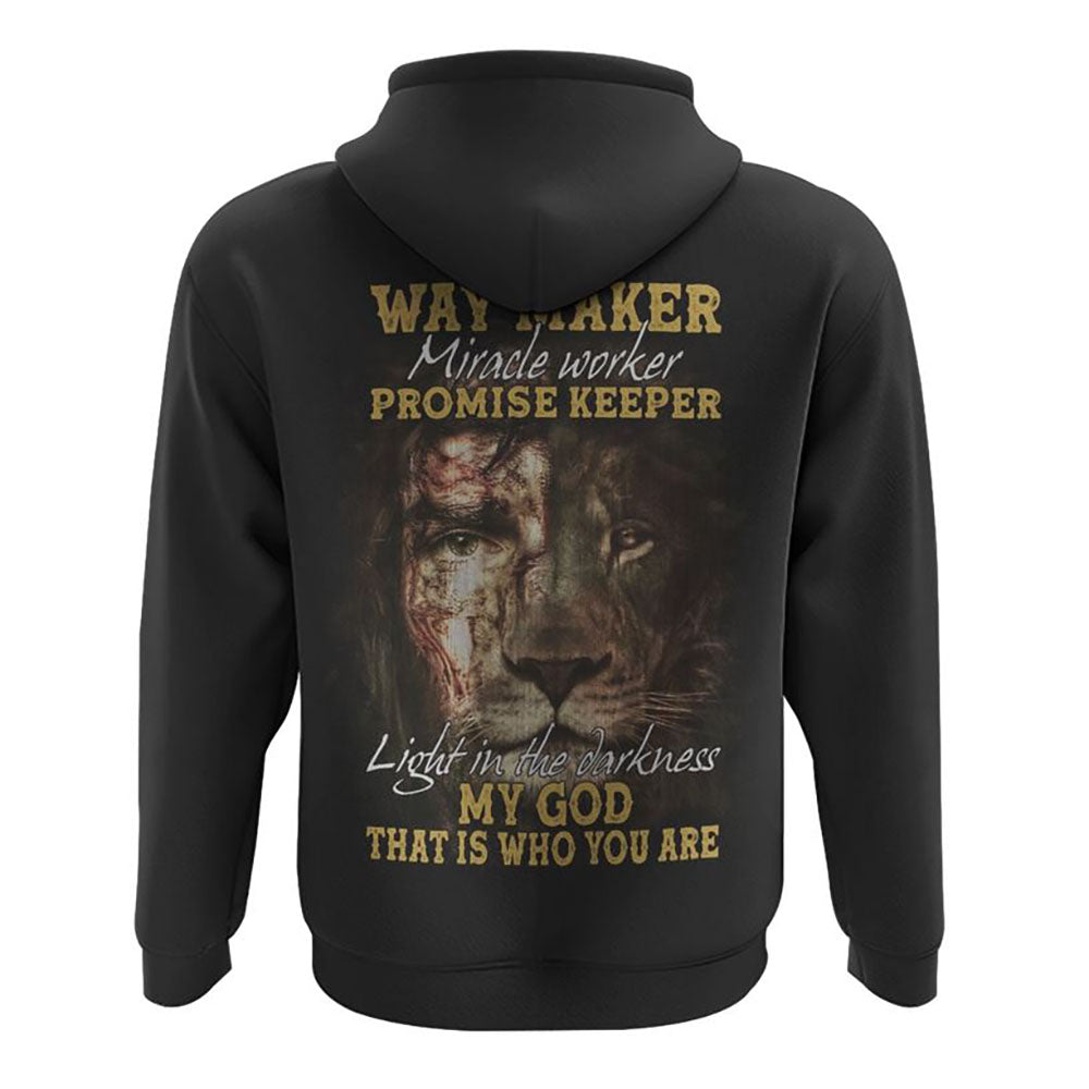 Way Maker Miracle Worker Vintage Lion Jesus Half Face All Over Print 3D Hoodie, Christian Hoodie, Christian Sweatshirt, Bible Verse Shirt