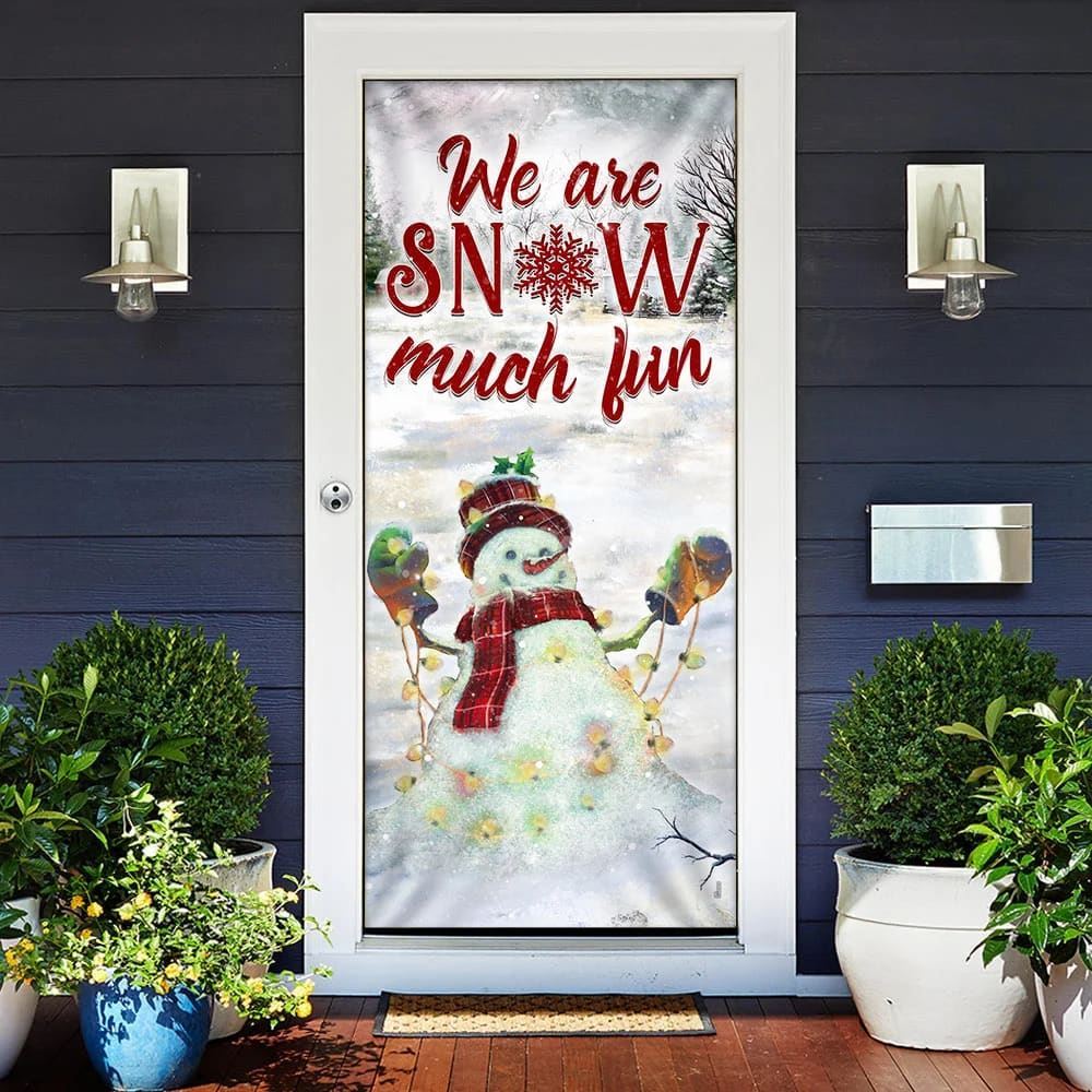 We Are Snow Much Fun Door Cover, Christmas Door Knob Covers, Christmas Outdoor Decoration