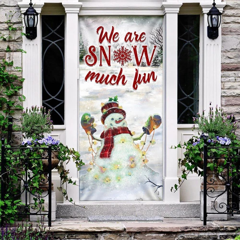 We Are Snow Much Fun Door Cover, Christmas Door Knob Covers, Christmas Outdoor Decoration