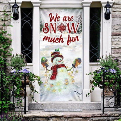 We Are Snow Much Fun Door Cover, Christmas Door Knob Covers, Christmas Outdoor Decoration