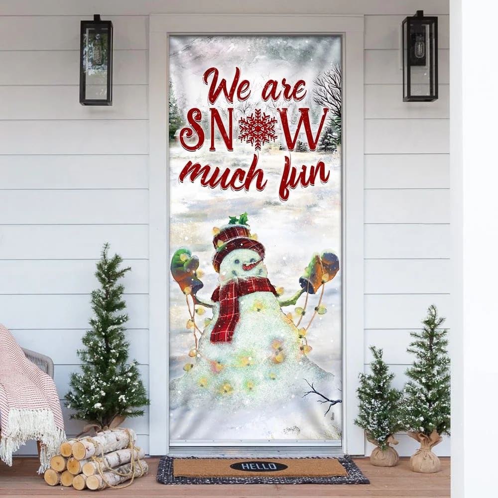 We Are Snow Much Fun Door Cover, Christmas Door Knob Covers, Christmas Outdoor Decoration
