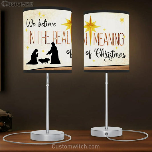 We Believe In The Real Meaning Of Christmas Table Lamb Gift Print - Christian Bedroom Decor
