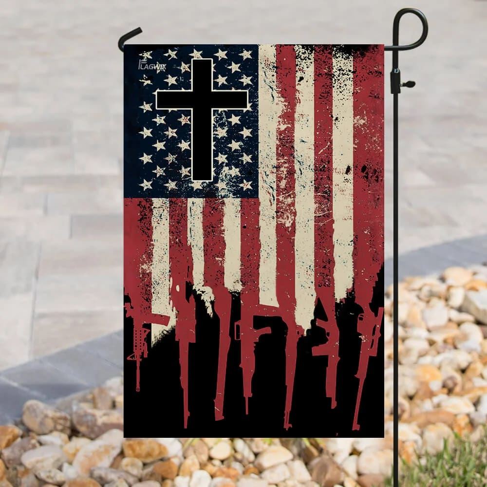 We The People 2nd Amendment Christian Cross US House Flags, Christian Flag, Scripture Flag, Garden Banner