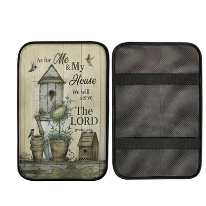 We Will Serve The Lord Car Center Console Cover, Bible Verse Car Interior Accessories