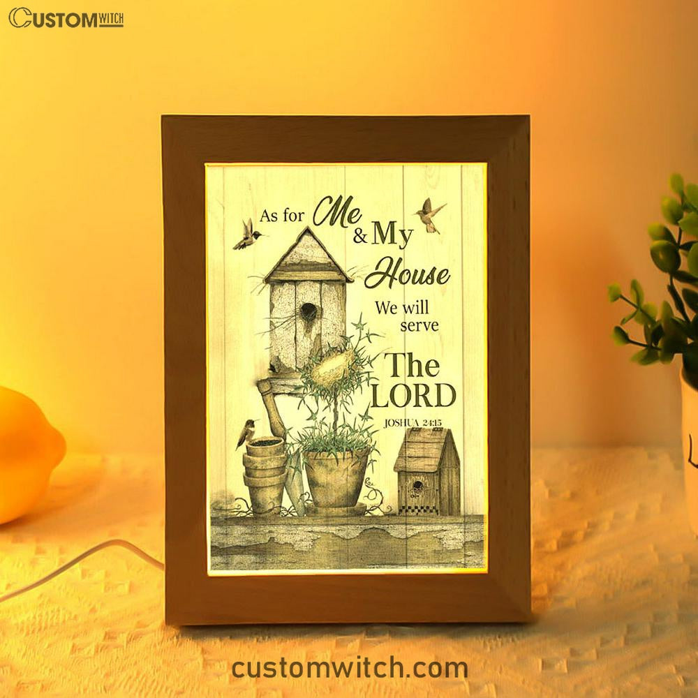 We Will Serve The Lord Frame Lamp Prints - Christian Decor - Bible Verse Wooden Lamp