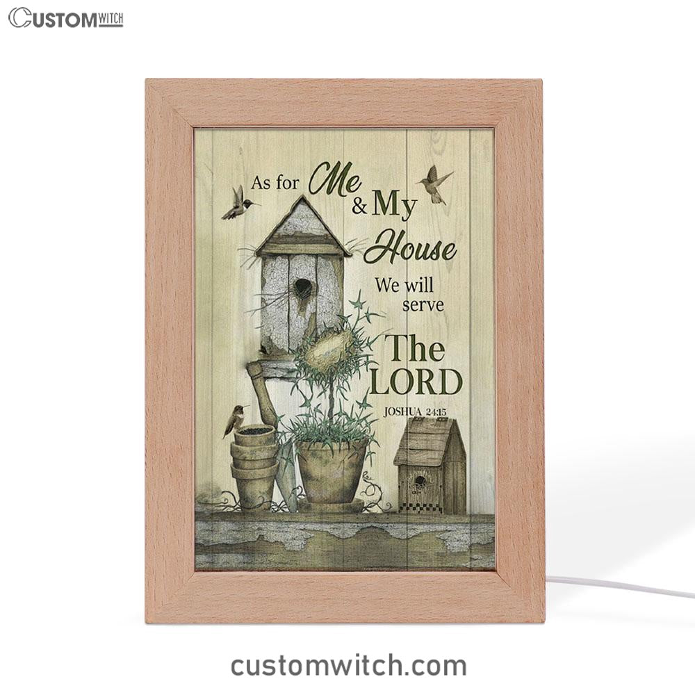 We Will Serve The Lord Frame Lamp Prints - Christian Decor - Bible Verse Wooden Lamp