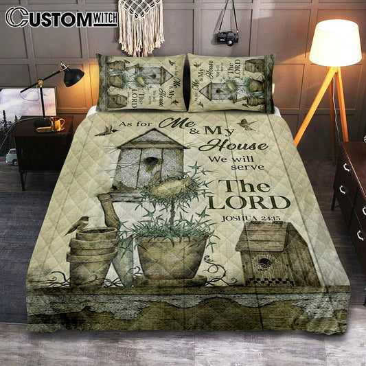 We Will Serve The Lord Quilt Bedding Set Prints - Christian Cover Twin Bedding Decor - Bible Verse Quilt Bedding Set Art