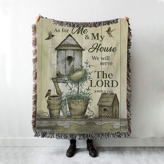 We Will Serve The Lord Woven Blanket Prints - Christian Boho Blanket - Bible Verse Woven Blanket Art