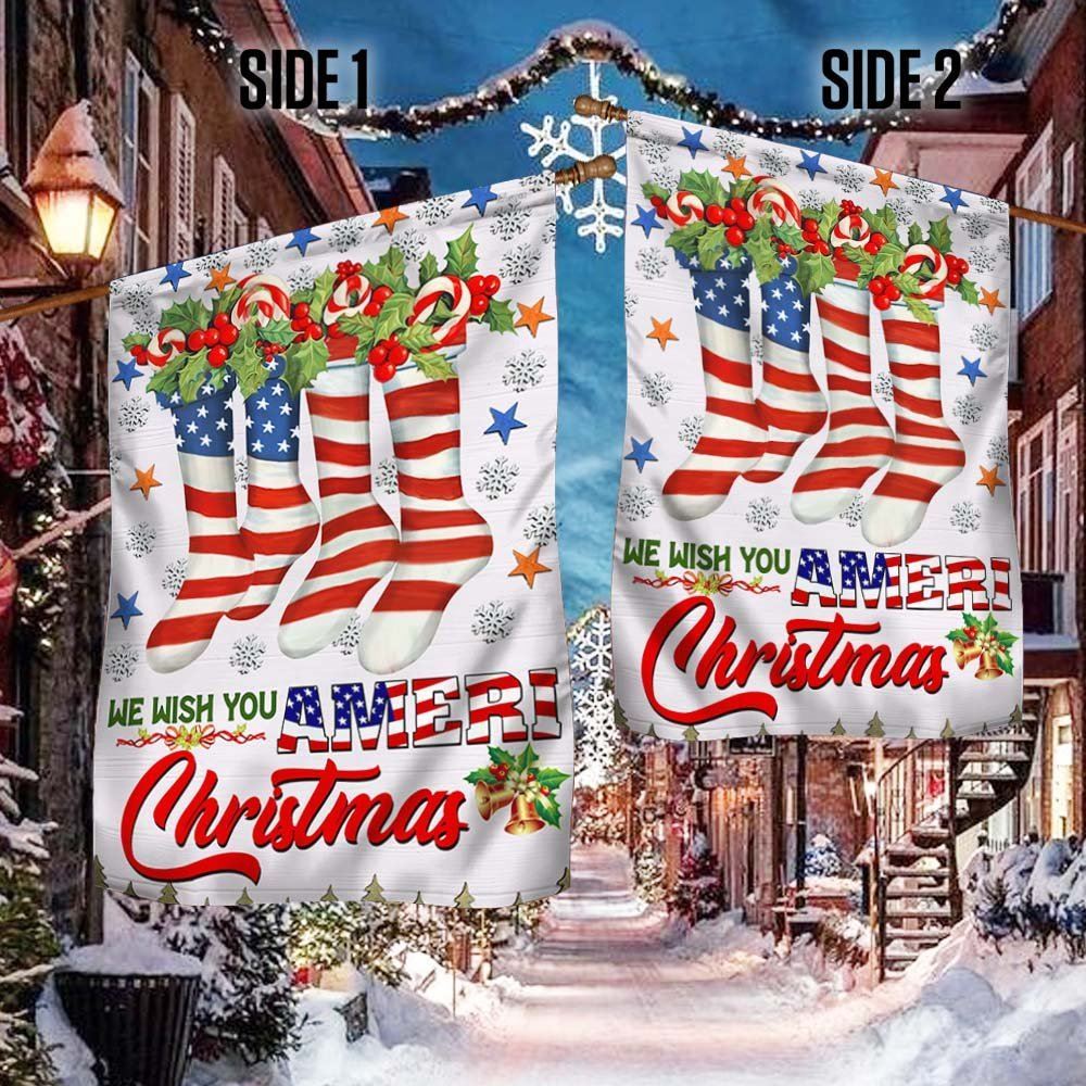 We Wish You Ameri Christmas American Flag, Christmas Garden Flag, Home Decor Accessories, Christmas Outdoor Decor Ideas