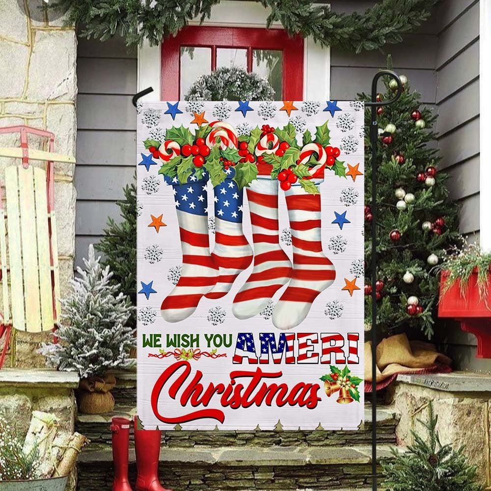 We Wish You Ameri Christmas American Flag, Christmas Garden Flag, Home Decor Accessories, Christmas Outdoor Decor Ideas