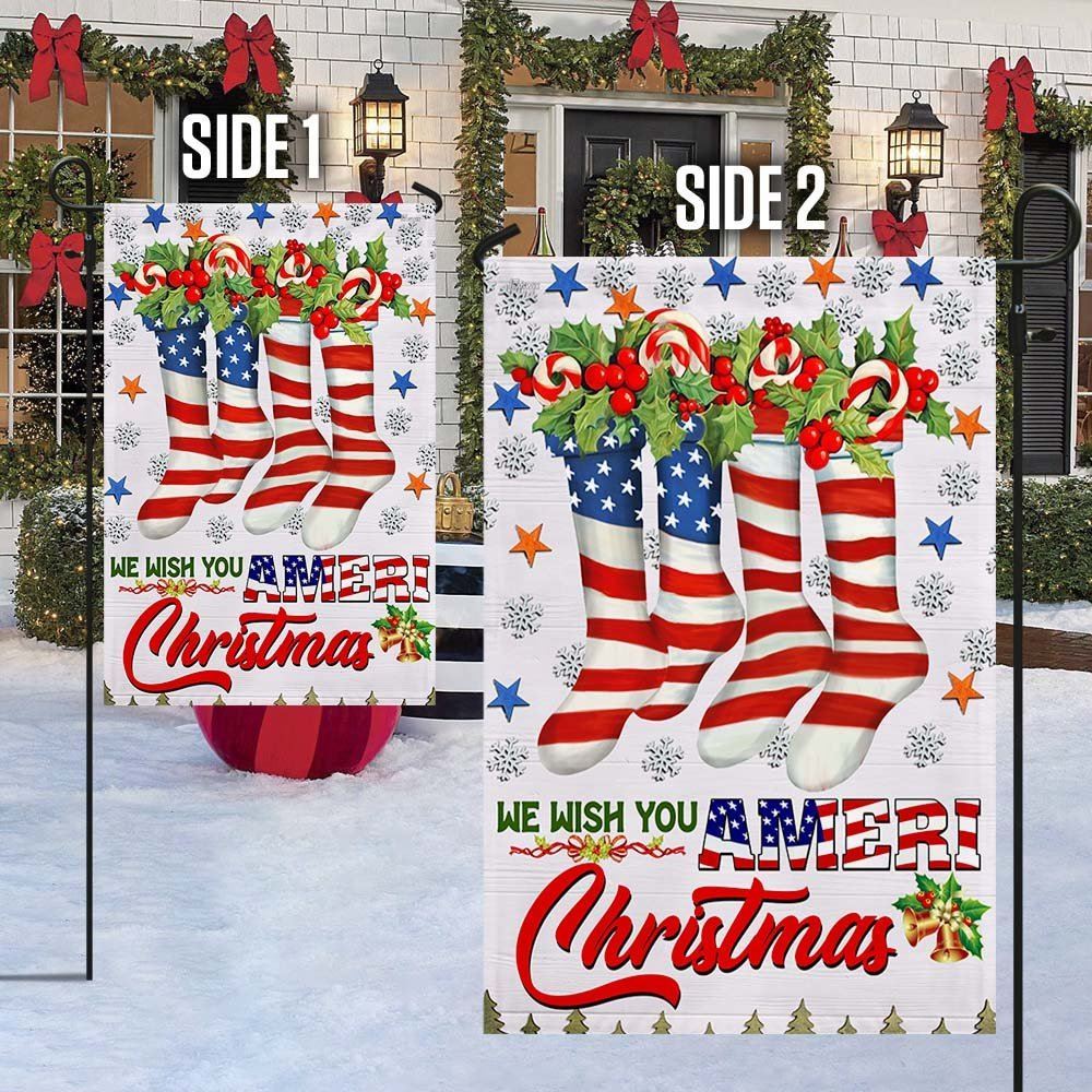 We Wish You Ameri Christmas American Flag, Christmas Garden Flag, Home Decor Accessories, Christmas Outdoor Decor Ideas