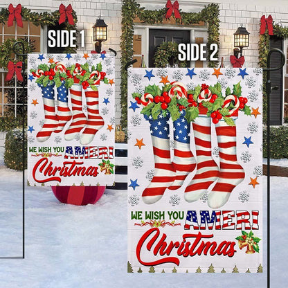 We Wish You Ameri Christmas American Flag, Christmas Garden Flag, Home Decor Accessories, Christmas Outdoor Decor Ideas