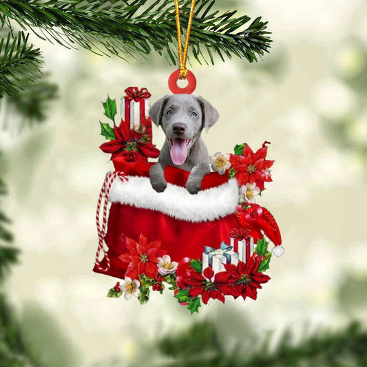 Weimaraner In Gifts Bag Christmas Ornaments, Christmas Gift, Christmas Tree Decorations, Christmas Ornament 2023