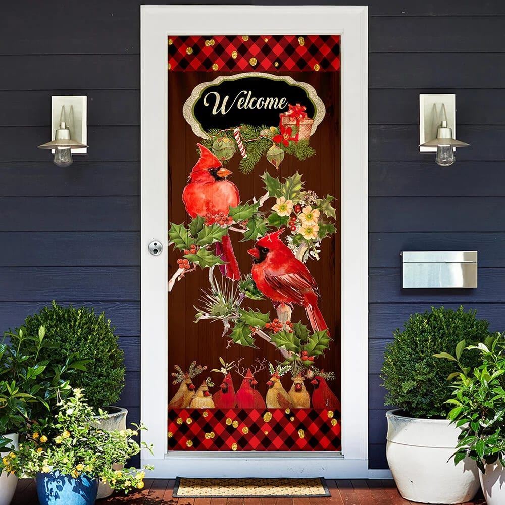 Welcome Home Cardinal Christmas Door Cover, Cardinal Christmas Decor, Christmas Door Knob Covers, Christmas Outdoor Decoration