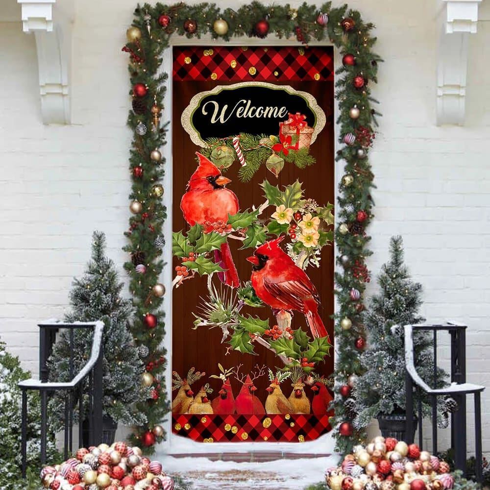 Welcome Home Cardinal Christmas Door Cover, Cardinal Christmas Decor, Christmas Door Knob Covers, Christmas Outdoor Decoration