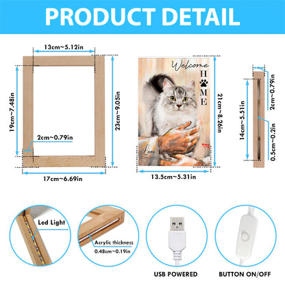 Welcome Home Jesus With Cat Frame Lamp Art - Cat In The Arms of Jesus Frame Lamp Prints - Cat Loss Gift - Customized Cat Photos