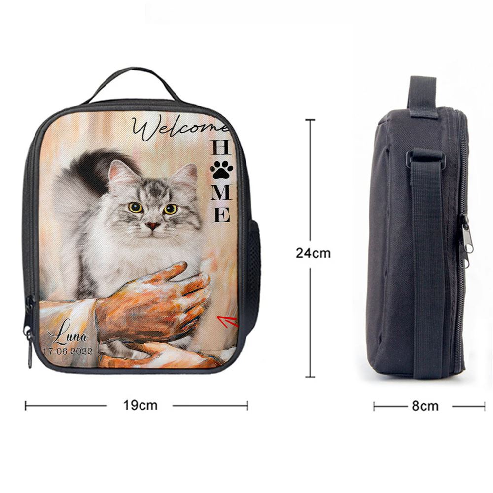 Welcome Home Jesus With Cat Lunch Bag For Men And Women - Cat In The Arms of Jesus Lunch Bag - Cat Loss Gift - Customized Cat Photos