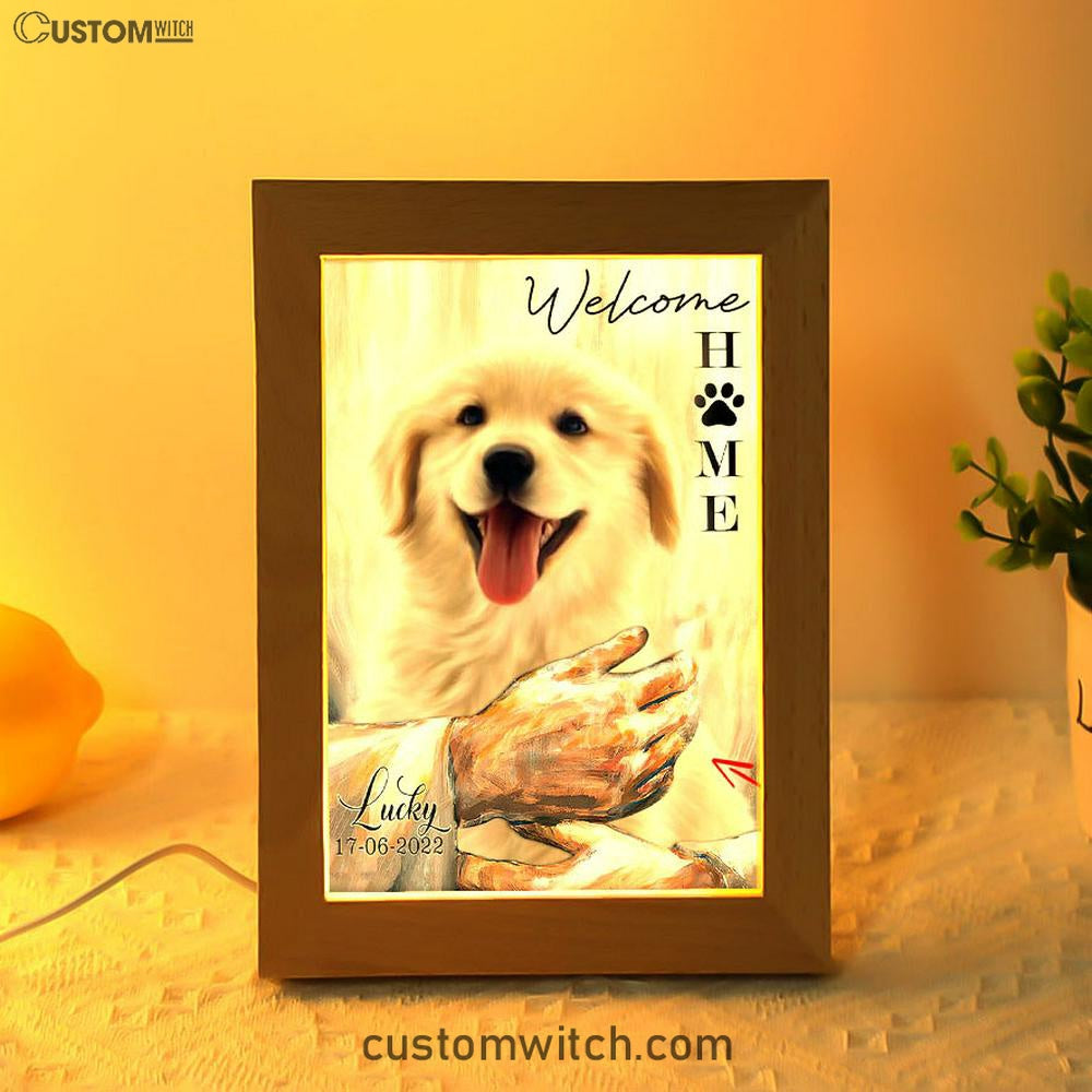 Welcome Home Jesus With Dog Frame Lamp Art - Dog In The Arms of Jesus Frame Lamp Prints - Dog Loss Gift - Customized Dog Photos