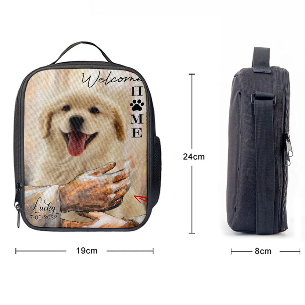 Welcome Home Jesus With Dog Lunch Bag For Men And Women - Dog In The Arms of Jesus Lunch Bag - Dog Loss Gift - Customized Dog Photos
