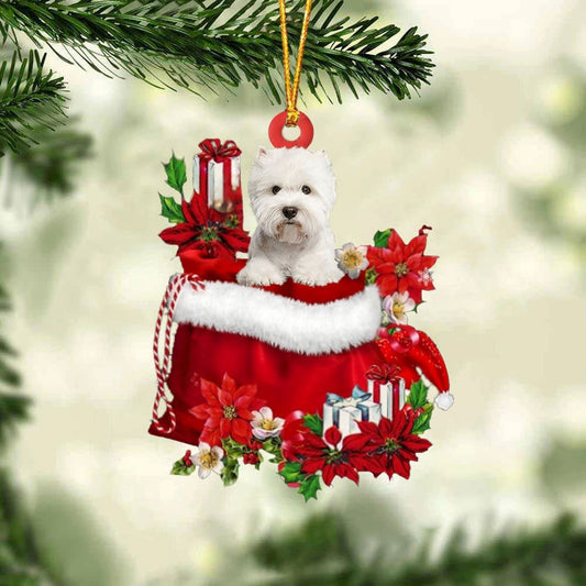 West Highland White Terrier Dog In Gift Bag Christmas Ornament, Christmas Gift, Christmas Tree Decorations, Christmas Ornament 2023