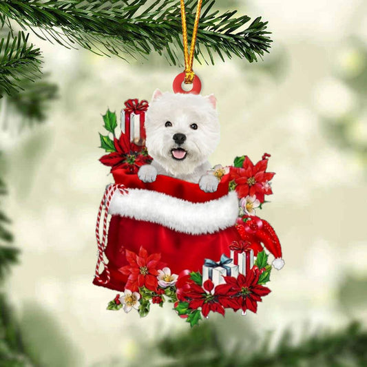 West Highland White Terrier In Gift Bag Christmas Ornament, Christmas Gift, Christmas Tree Decorations, Christmas Ornament 2023