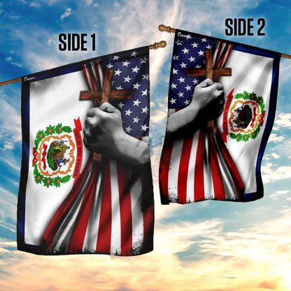 West Virginia Christian Cross House Flag, Outdoor Religious Flags, Christian Flag, Scripture Flag, Garden Banner