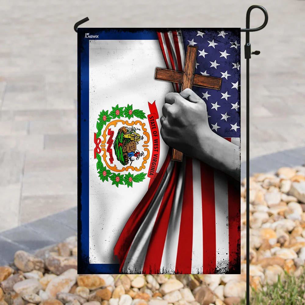 West Virginia Christian Cross House Flag, Outdoor Religious Flags, Christian Flag, Scripture Flag, Garden Banner