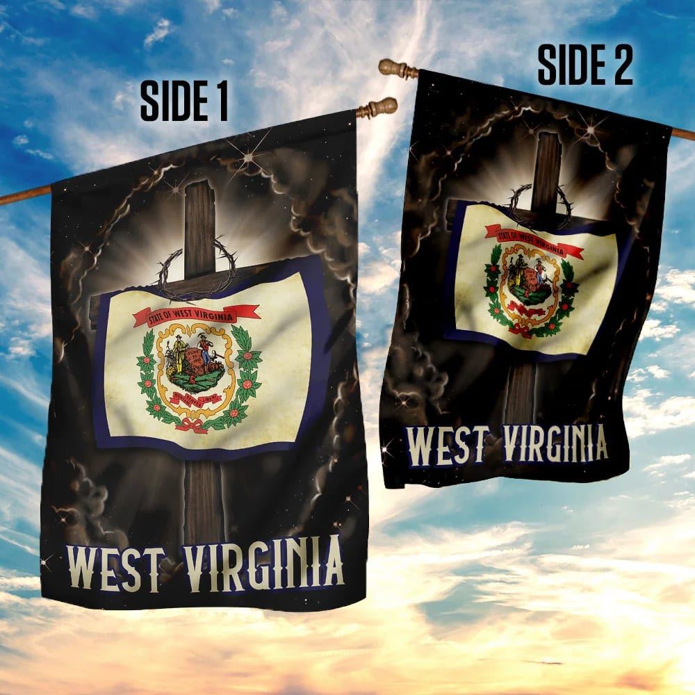 West Virginia Cross Jesus House Flag, Outdoor Religious Flags, Christian Flag, Scripture Flag, Garden Banner