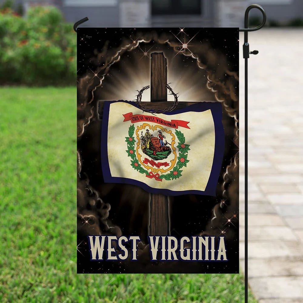 West Virginia Cross Jesus House Flag, Outdoor Religious Flags, Christian Flag, Scripture Flag, Garden Banner