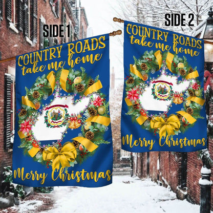 West Virginia Merry Christmas Country Roads Take Me Home Flag, Christmas Garden Flag, Home Decor Accessories, Christmas Outdoor Decor Ideas