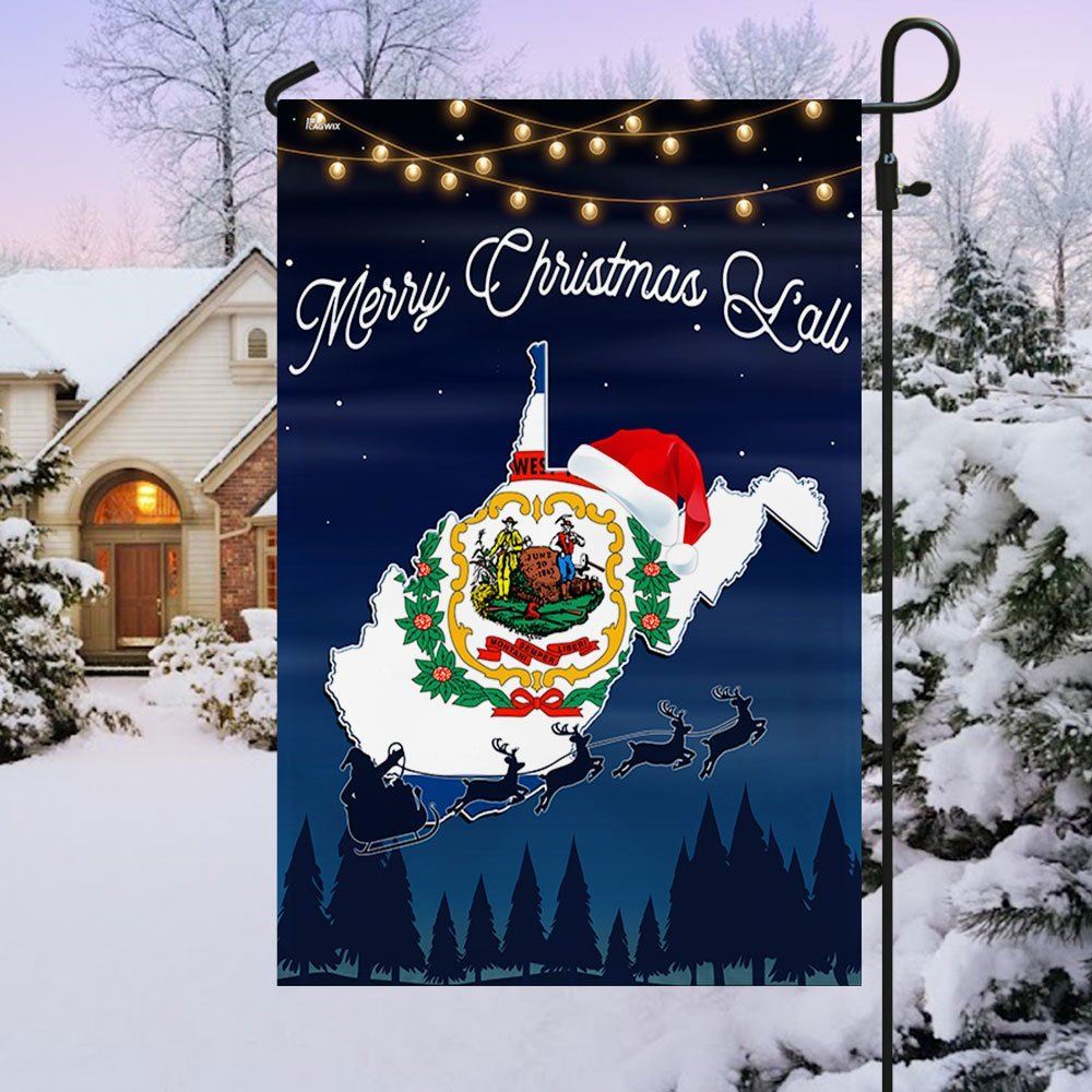 West Virginia State Merry Christmas Y'all Flag, Christmas Garden Flag, Home Decor Accessories, Christmas Outdoor Decor Ideas