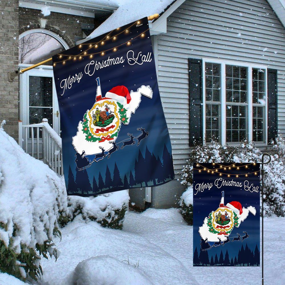 West Virginia State Merry Christmas Y'all Flag, Christmas Garden Flag, Home Decor Accessories, Christmas Outdoor Decor Ideas