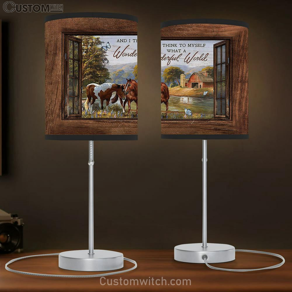 What A Wonderful World Dream Horse River Table Lamb Gift - Bible Verse Table Lamb - Religious Bedroom Decor