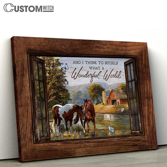 What A Wonderful World Dream Horse River Canvas Wall Art - Bible Verse Canvas - Religious Prints