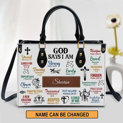 What God Says About You Leather Bag, Personalized Leather Bag With Handle For Christian Women