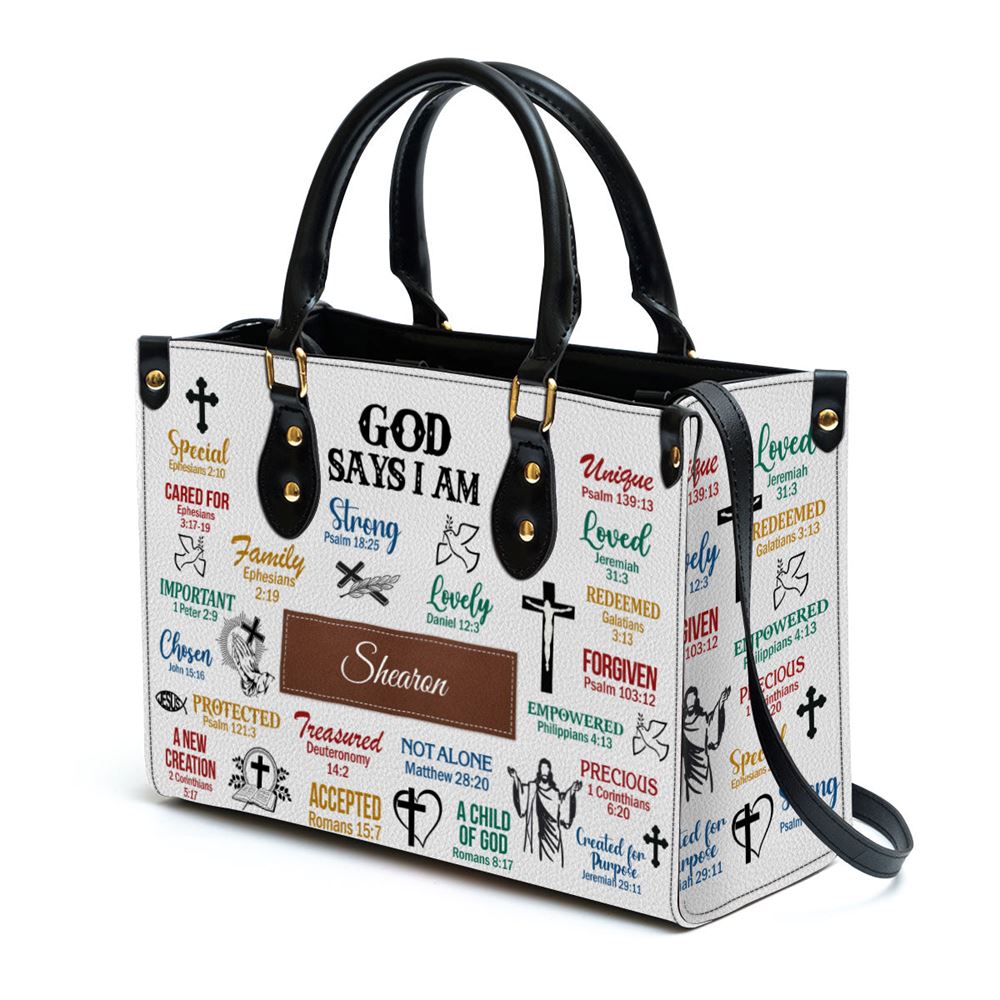 What God Says About You Leather Bag, Personalized Leather Bag With Handle For Christian Women