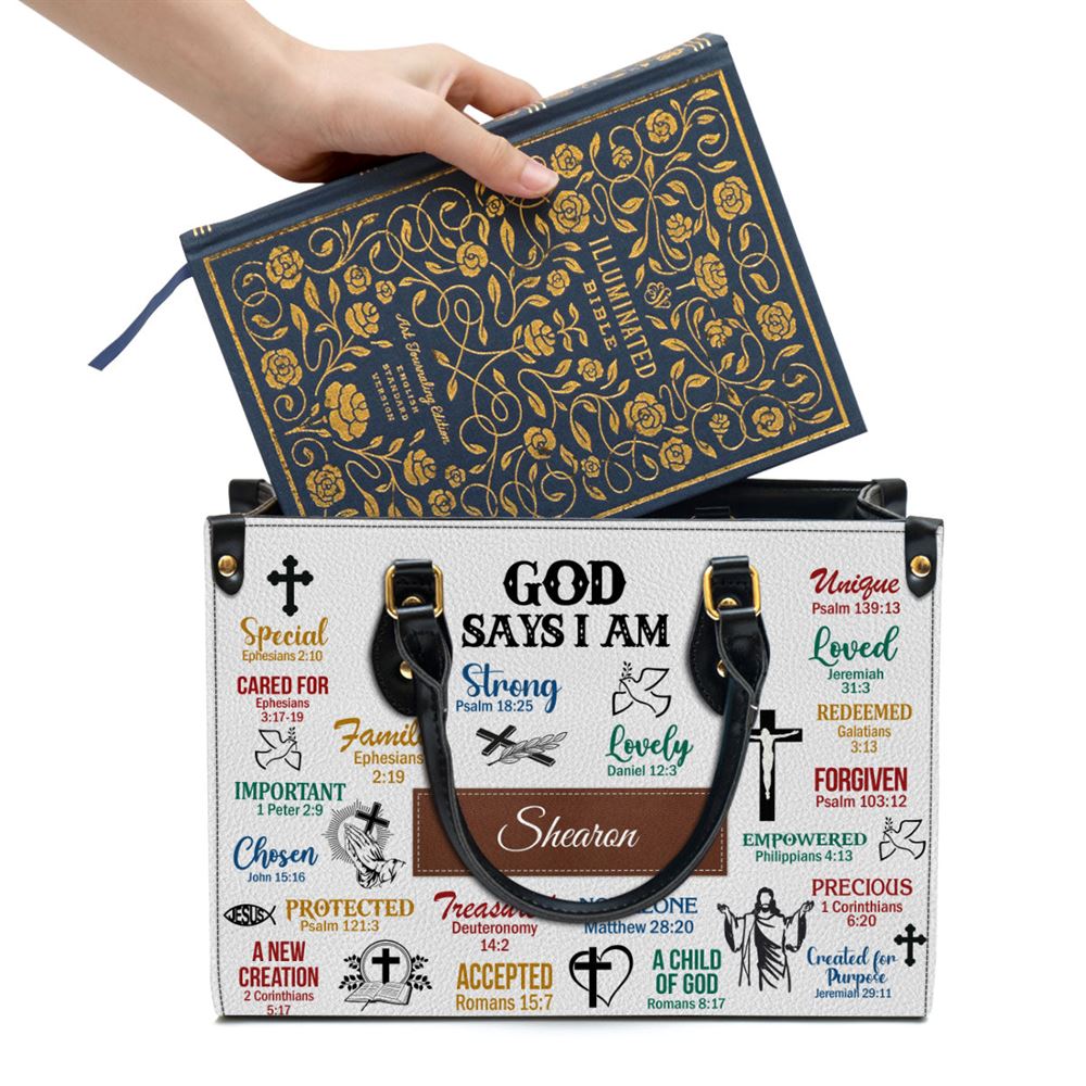 What God Says About You Leather Bag, Personalized Leather Bag With Handle For Christian Women