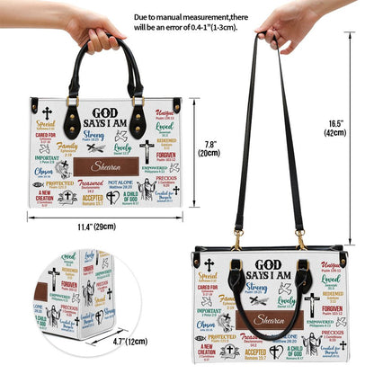 What God Says About You Leather Bag, Personalized Leather Bag With Handle For Christian Women